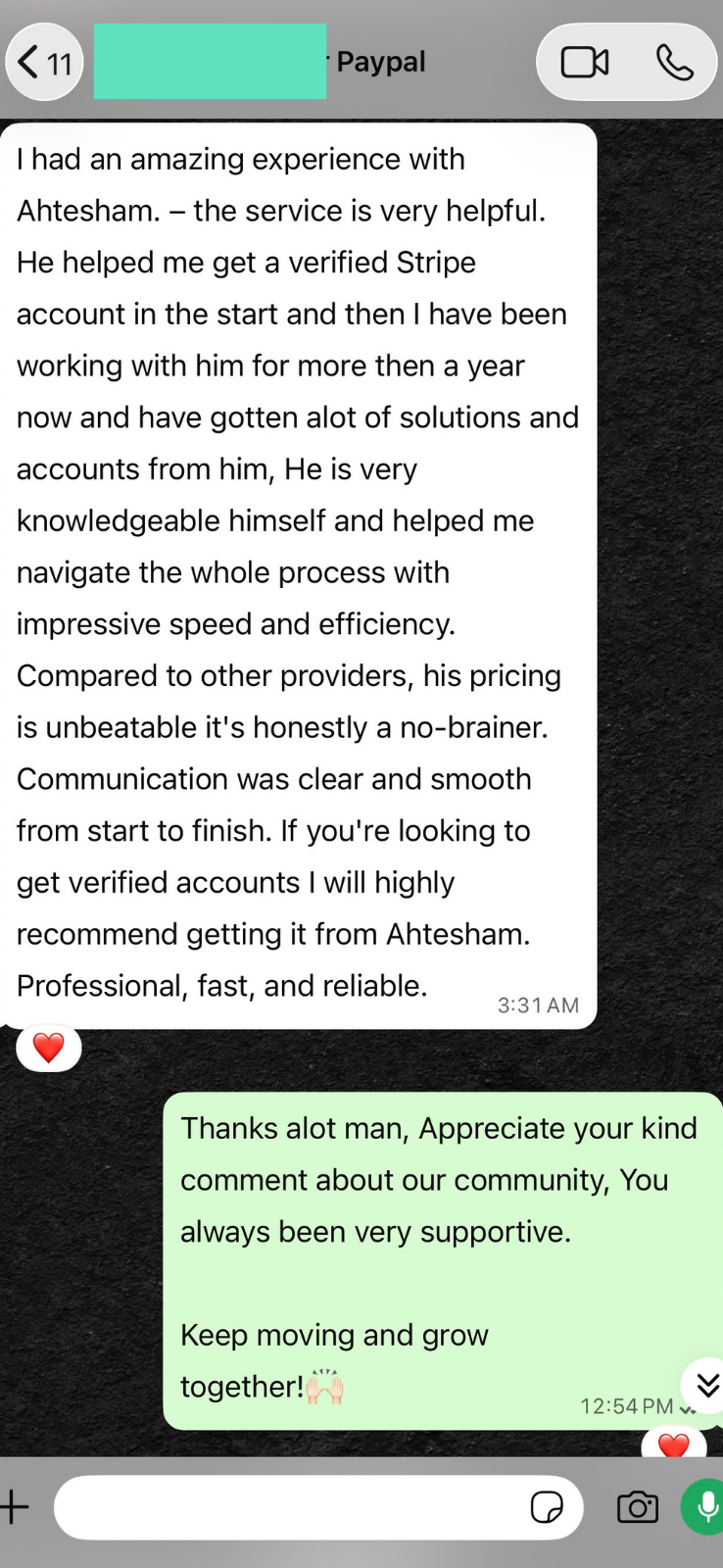 Client testimonial screenshot 10