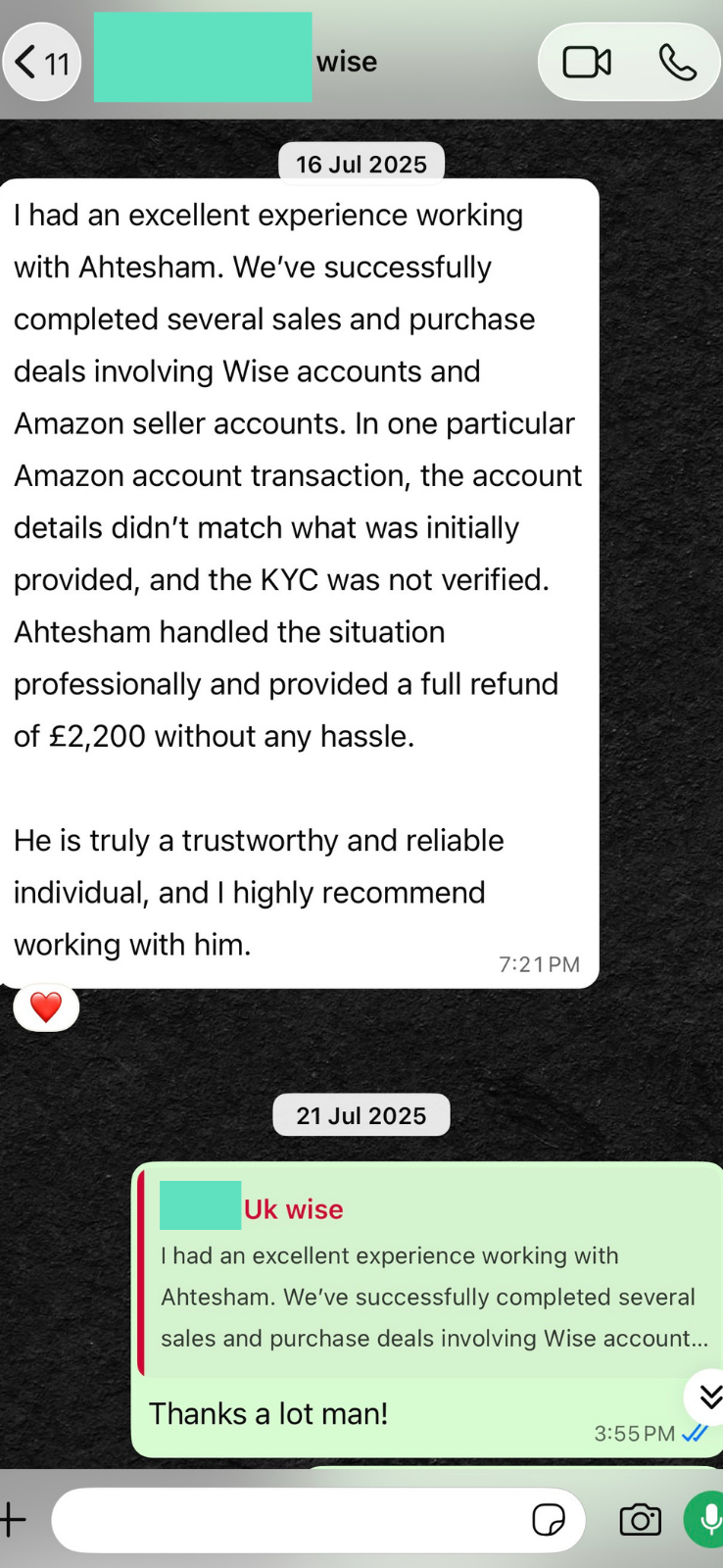 Client testimonial screenshot 8